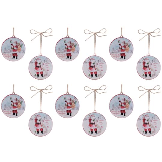 Melrose 6" Vintage Santa Disc Ornaments Set